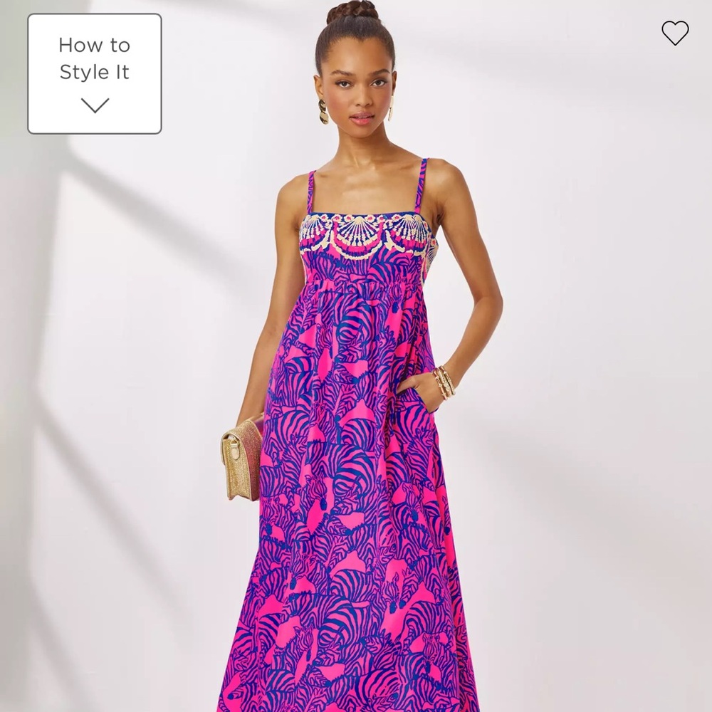 Lilly Pulitzer Pink and Purple Floral-Print Maxi Dress